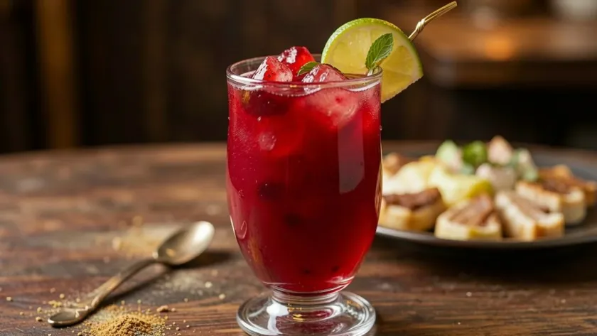 Anglass of Ottoman sherbet in a table.