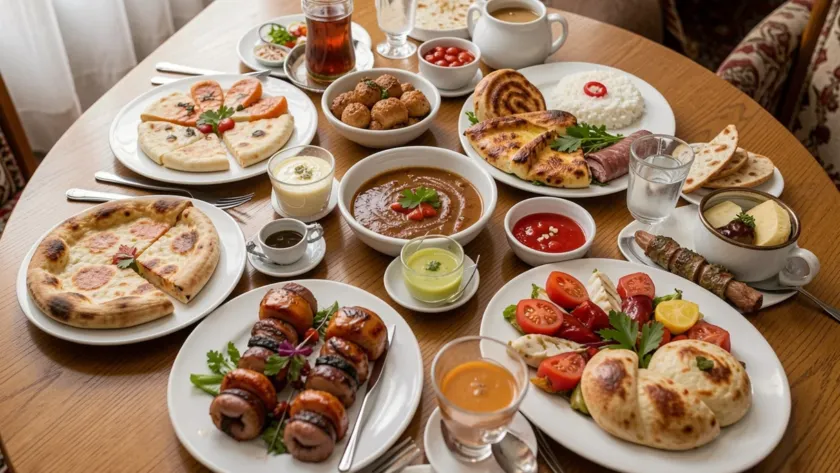 Turkish breakfast in a table.
